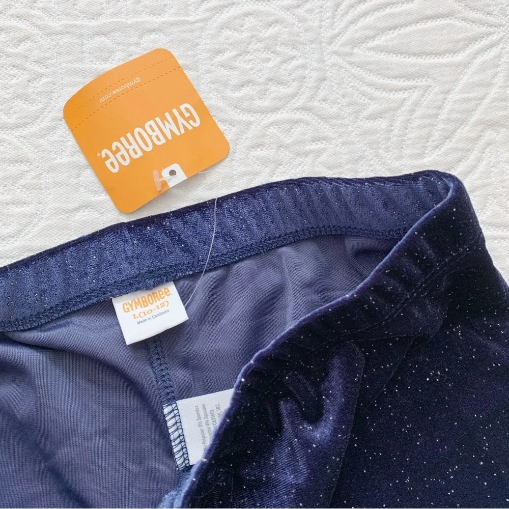 Gymboree Girls' Sparkle Velour Leggings, Navy / Silver‎ (L, 10-12)